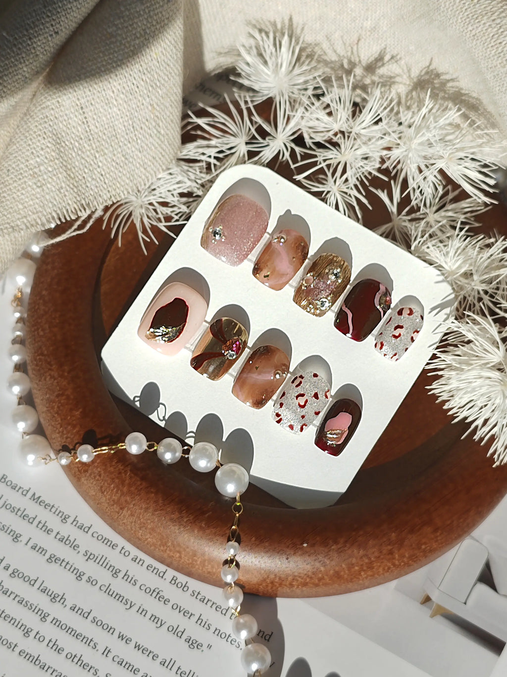 Fall Mixed‑Media Leopard Foil Gem Short Square Nails