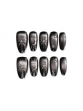 Black Cat‑Eye Sun Moon Star Medium Coffin Nails