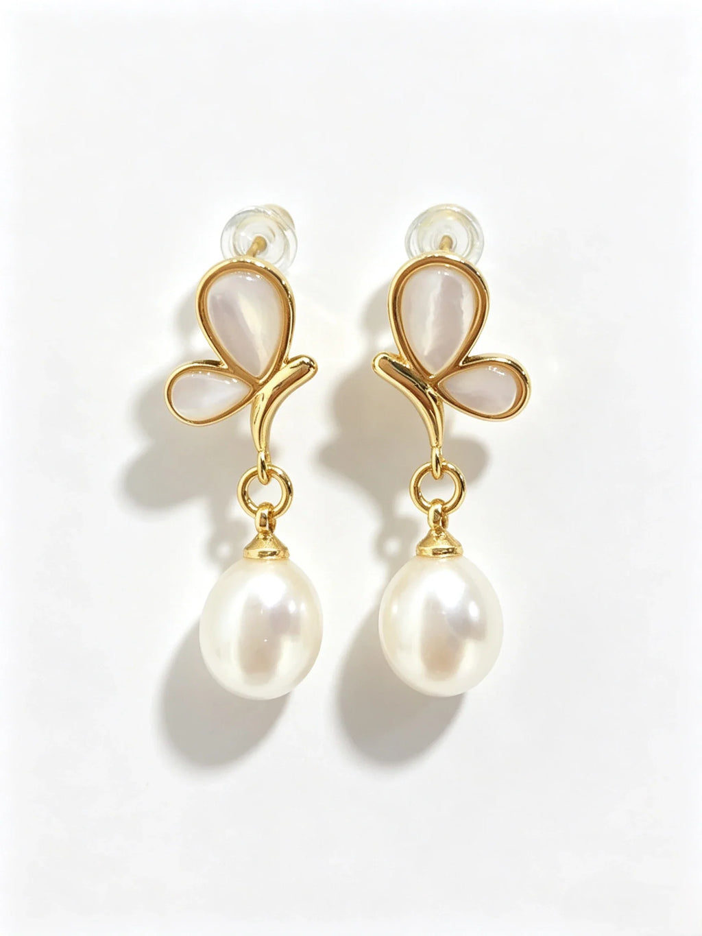 Butterfly Mother‑of‑Pearl Dangle Earrings, Lustrous Natural Freshwater Pearl Drop Earrings for Women