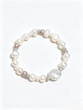 Freshwater Baroque Pearl Stretch Beaded Bracelet, Mixed‑Tone Irreal Pearl Stackable Bracelet for Women