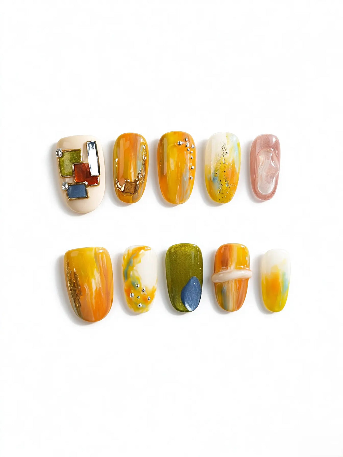 Abstract Art Marble Foil 3D Metal Deco Medium Square Nails
