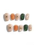 Celestial Sun Moon Star Gold Line Short Square Nails