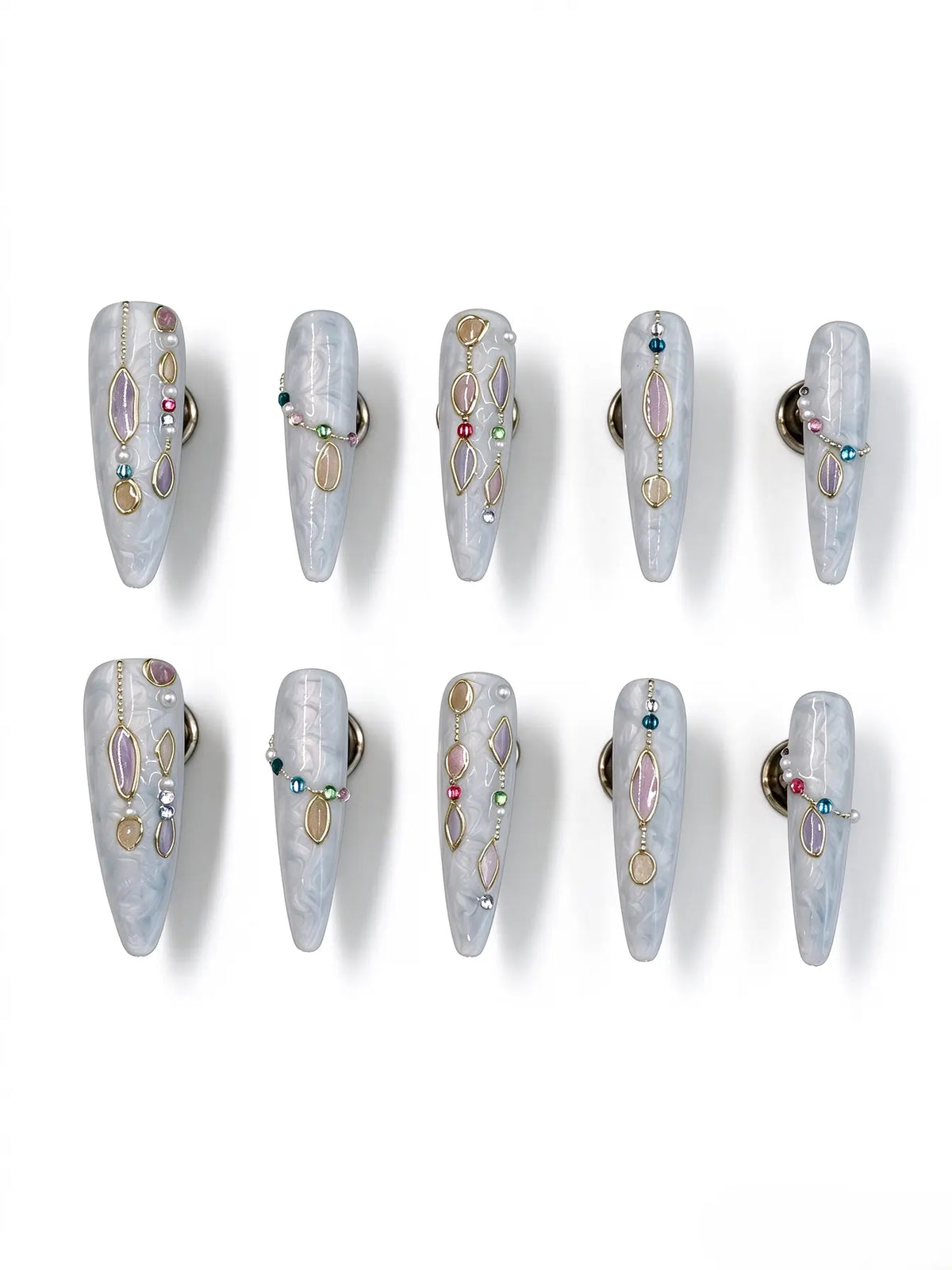 Handmade Cat Eye Stiletto Bridal Press On Nails